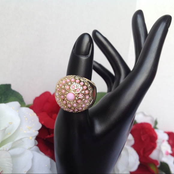 Dome Ring Pink Gold Geometric  Costume Jewelry - Picture 2 of 9